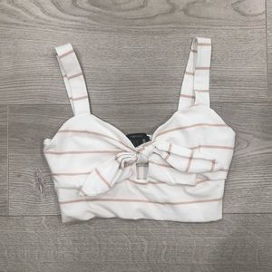 Forever 21 Tan/White Stripped Crop Bra Top